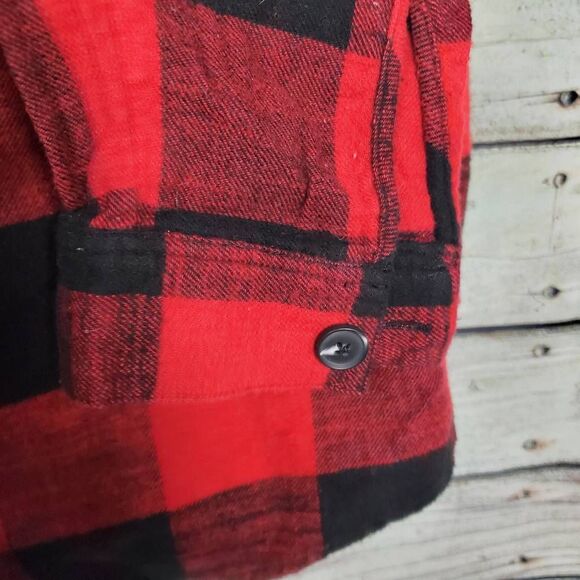Maurices Women’s 2X Red Black Buffalo Check Plaid Flannel Button Down Shirt Cott - Picture 3 of 6
